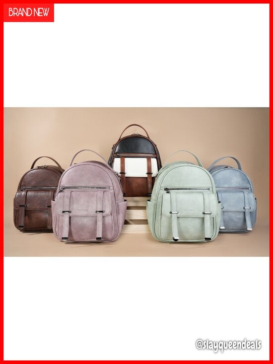 Vegan Leather Mini Backpack for Women, Fashion Small Backpack Purse with